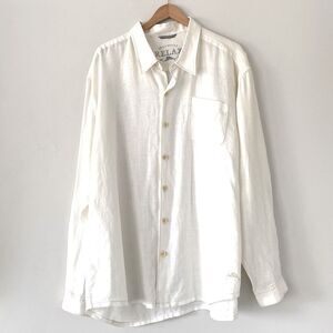 Tommy Bahama 100% Linen Cream Casual Button Down Shirt XXL Beach Vacation Summer